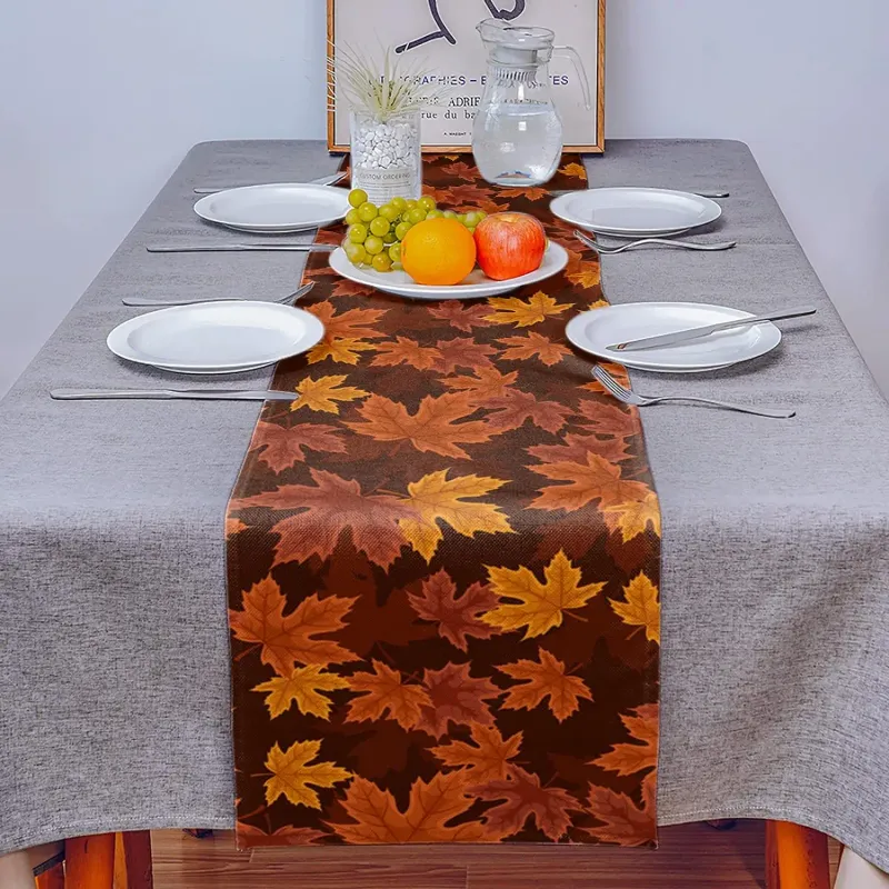 Maple Leaf Linen Table Runner 3