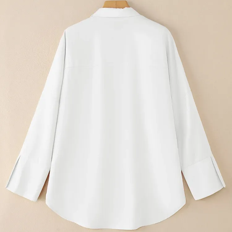 ZANZEA Oversized White Button-Up Blouse 3