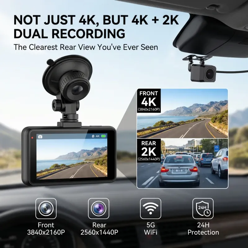 4K+2K Dual Dash Cam GPS WiFi 2