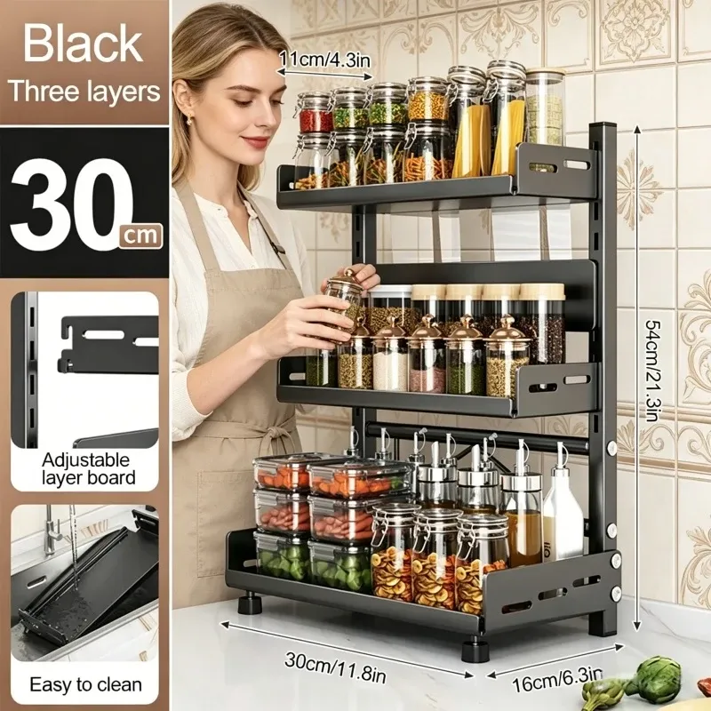 Black Metal Spice Storage Rack 1