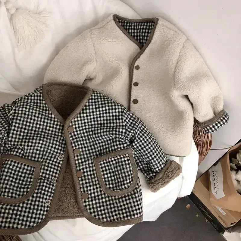 Kids Reversible Plush Plaid Jacket 1
