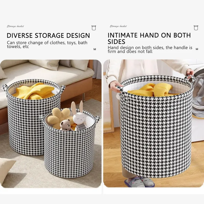 Houndstooth Foldable Laundry Basket 2