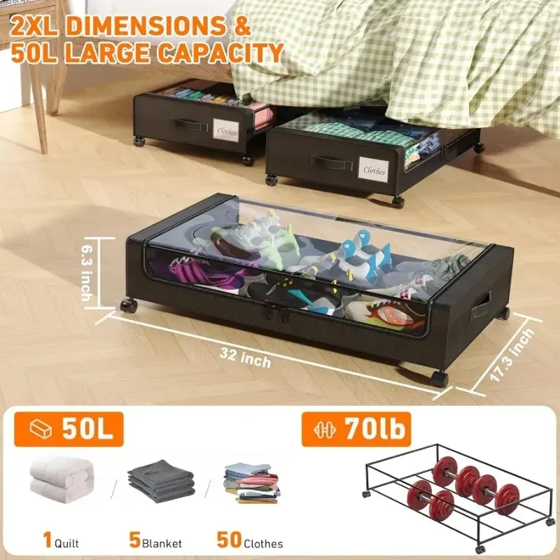 65L Under Bed Storage with Wheels 4