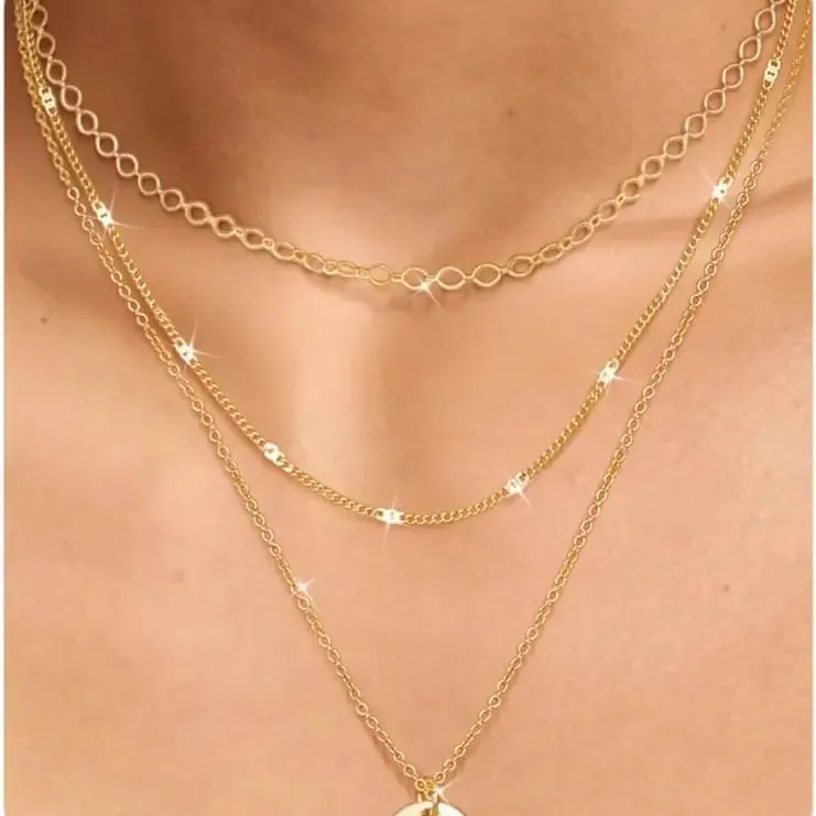 Dainty Layered Gold Necklace Set 6