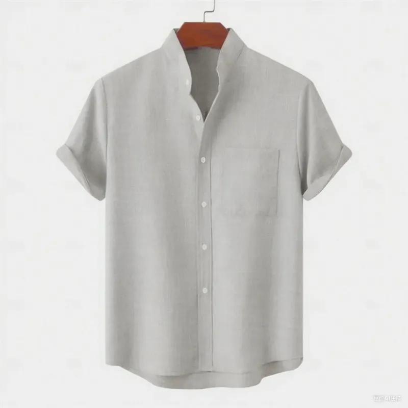 Men's Linen Short-Sleeve Collared Shirt 5