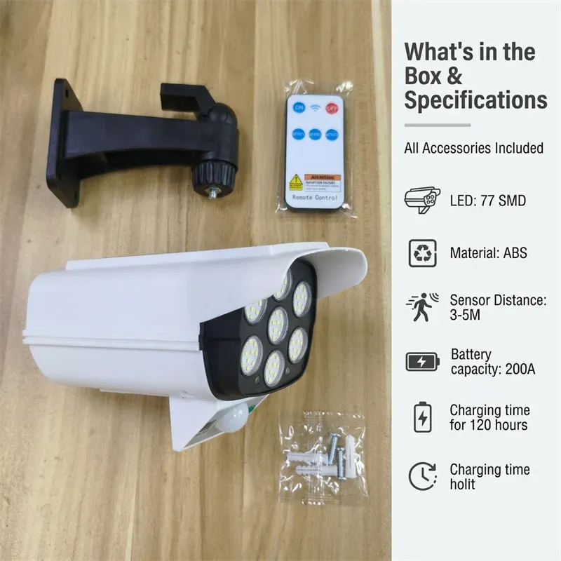 Solar Dummy Security Camera with LED Light 6