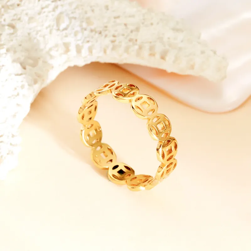 Adjustable Coin Chain Stackable Ring 4