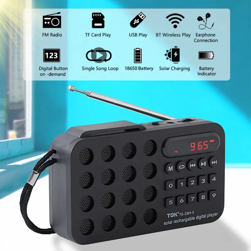 Портативная солнечная колонка Bluetooth FM-радио 2