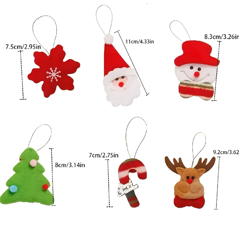 12pcs Christmas Plush Santa Ornaments 3