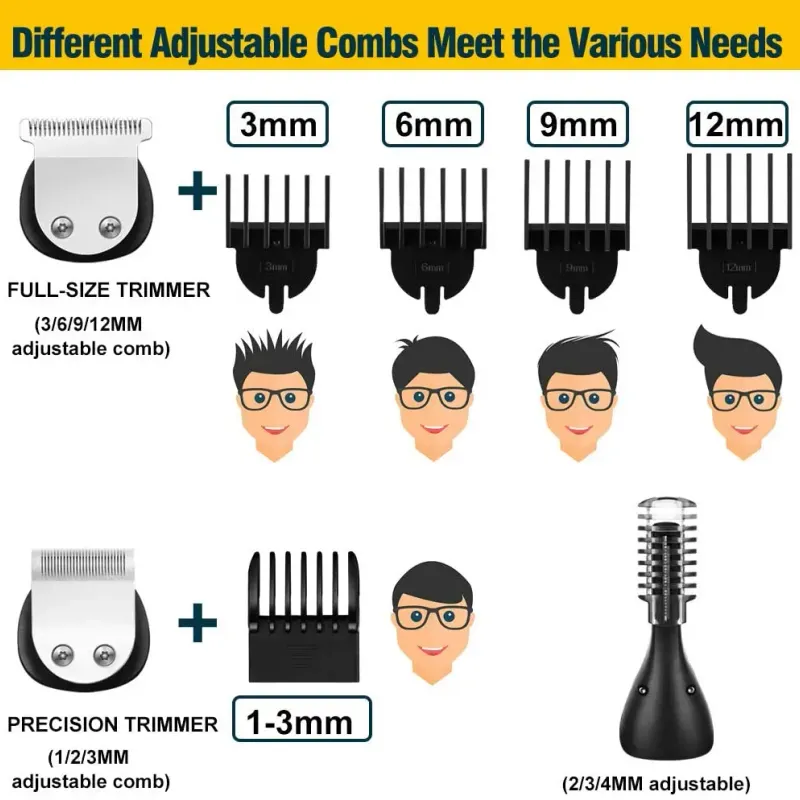 Kemei 6-in-1 Beard Trimmer Kit 4